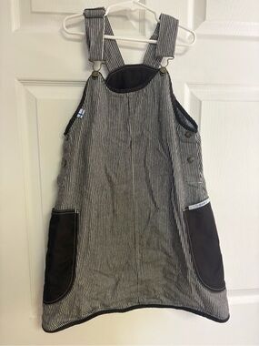 FinKid Scandinavian brown Striped Pinafore Dress with Contrast Pockets